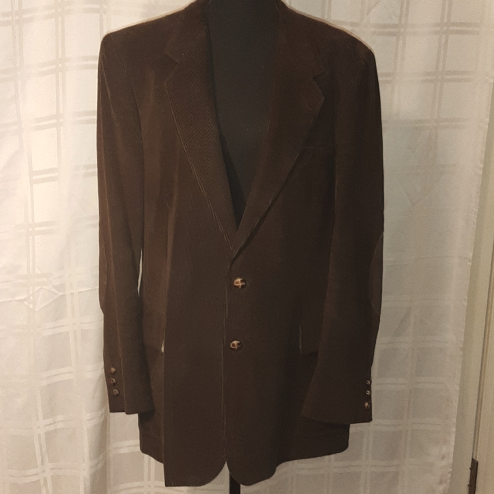 Vtg brown corduroy patched elbows sport coat EUC